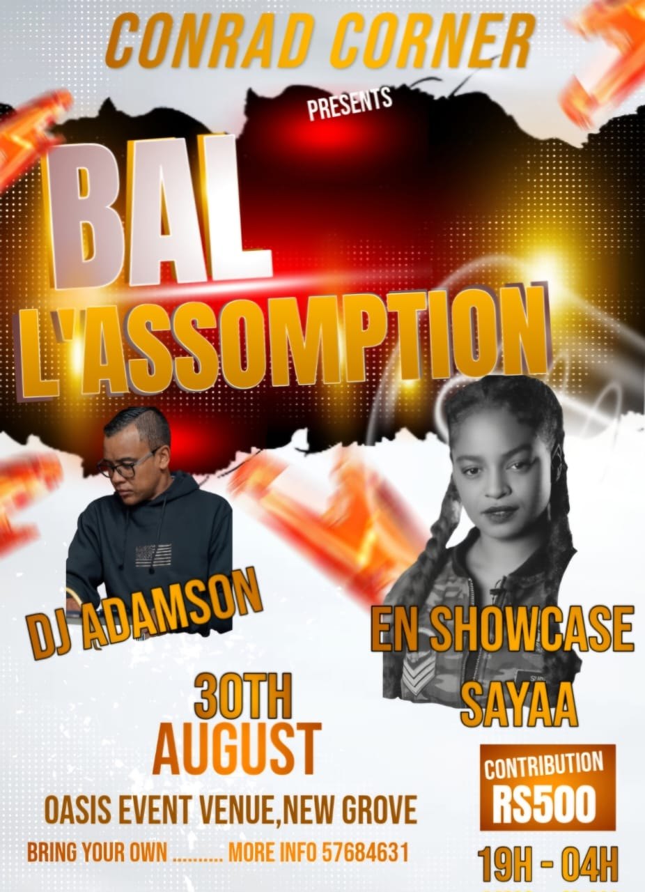 SAYAA -Rendezvous le 30 aout Dan BAL L'ASSOMPTION Dan oasis event venue, new-grove  de  19H à 04H . Kalprod Radio 